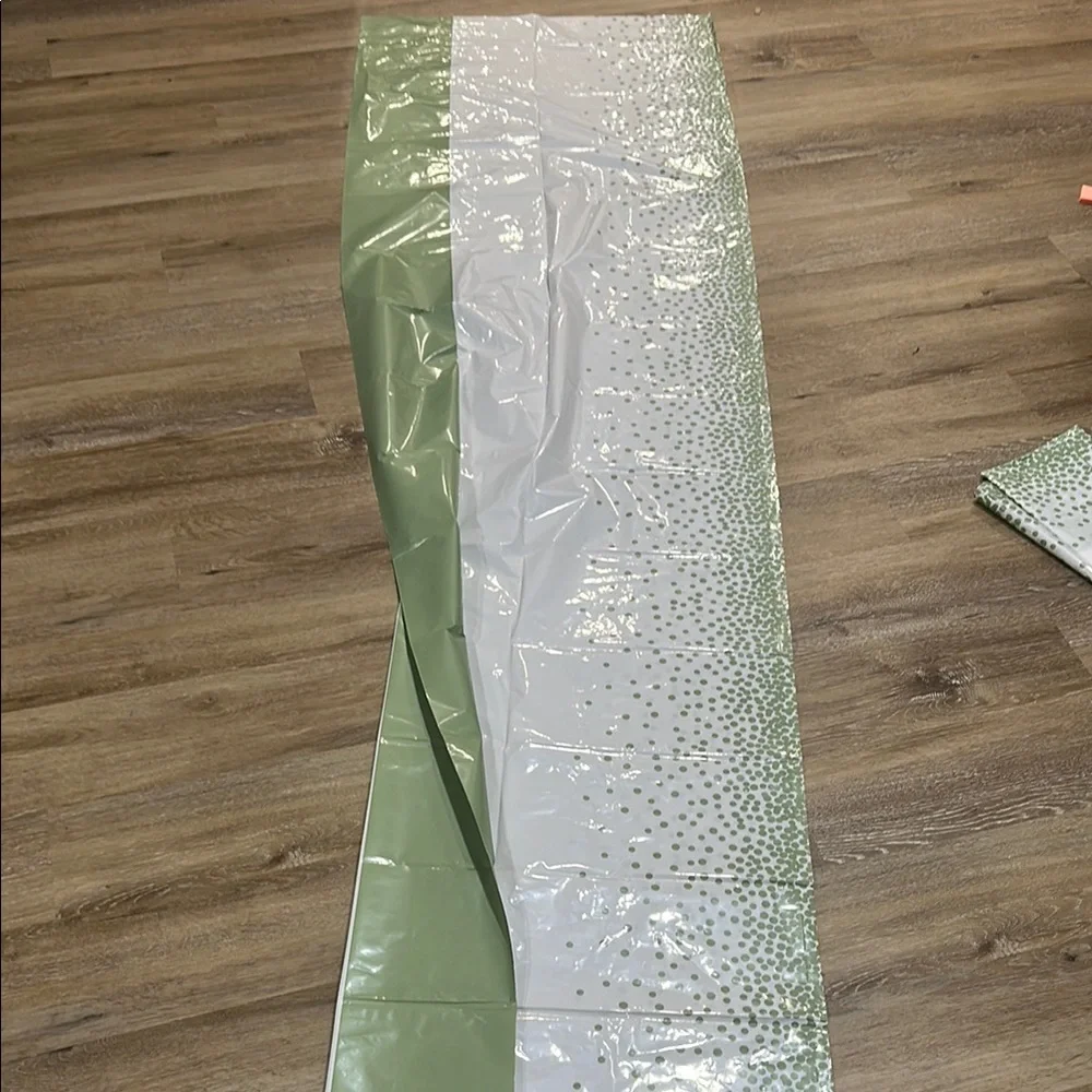 Green and White Polka Dot Table Runner set of 3 of the same 9 ft by 53 in